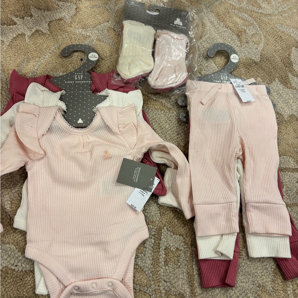 BabyGAP Soft Pink Baby Bodysuit Pants and socks